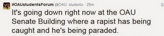 1 Alleged Rap!st Paraded At OAU Senate Building This Evening [See Photo]